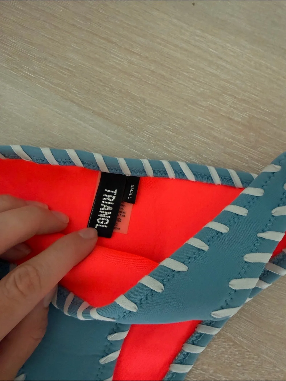 Authentic Triangl Blue & Neon Orange Neoprene Bikini Bottoms - Size Small